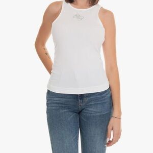 GUESS Women's Sleeveless Round Neck Guendalina Top Pure White Size M